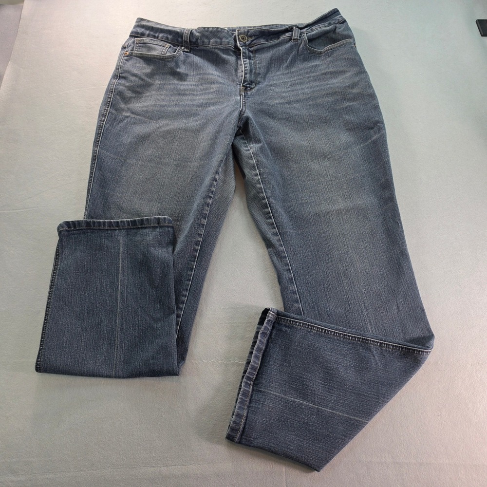 DKNY Jeans Avenue B Straight Leg Jeans Womens 20 Medium Wash Blue Denim Classic